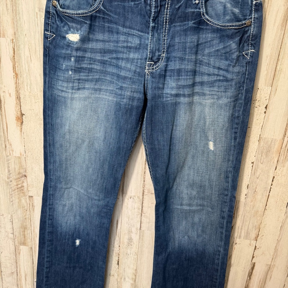 Buckle BKE Aiden Distressed Straight Boot Leg Jeans Denim Mens Size 34 x 33 - Picture 3 of 9